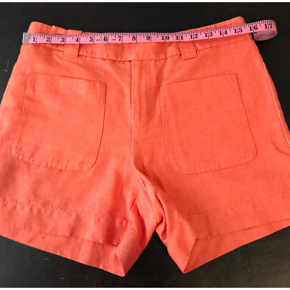 Anthropologie Daughters of the Liberation Linen Shorts 8 Orange High Rise - Picture 9 of 11